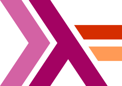computer rendered thompson-wheeler haskell logo in lesbian pride colors